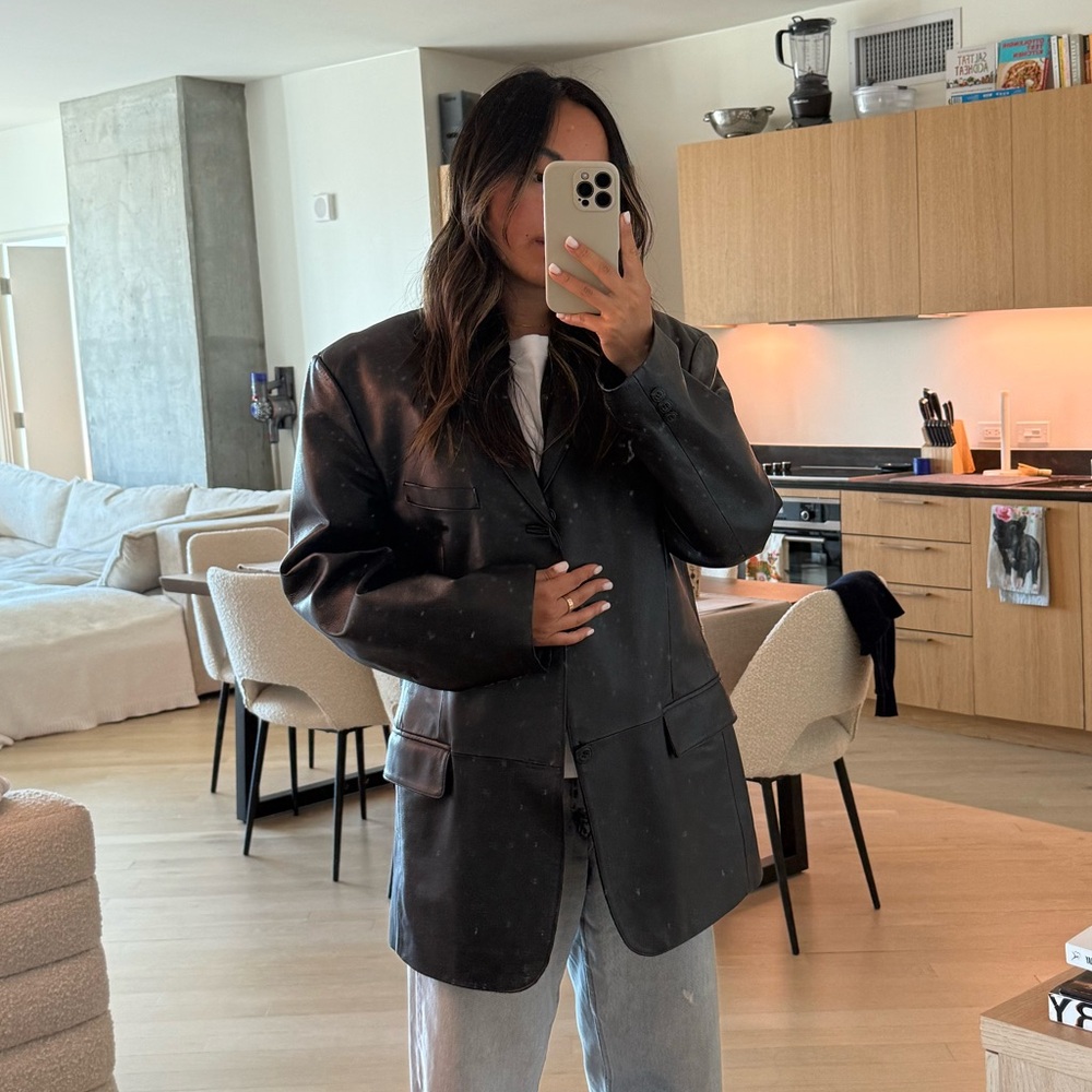 Oversized leather blazer